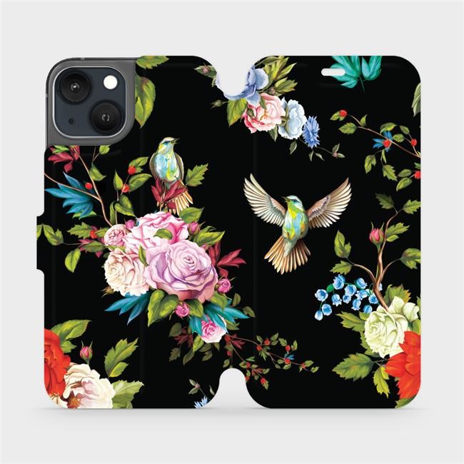 Pouzdro Mobiwear Flip Apple iPhone 13 - VD09S Ptáčci a květy