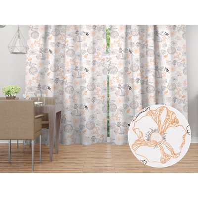 Biante Bavlněný závěs Sandra SA-526 Hnědé vlčí máky na bílém 150x150 cm – Hledejceny.cz
