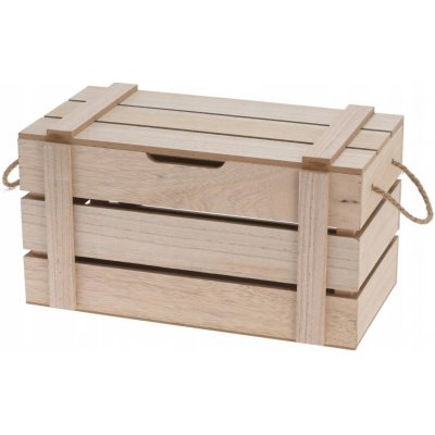 DekorStyle Dřevěná krabička s víkem Feldo 36 cm hnědá