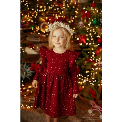 Lily Grey dívčí šaty s hvězdičkami vínově červené – Zboží Dáma