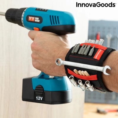 Magnetický náramek pro kutily se dvěma kapsami WrisTool - InnovaGoods – Zboží Mobilmania