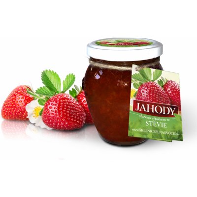 Sklenice plná ovoce Jahodový džem slazený výtažkem ze stévie 200 g – Zboží Dáma