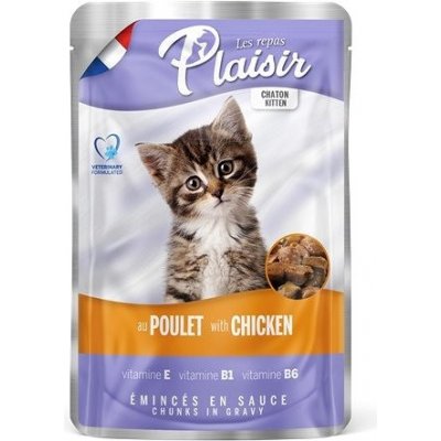 Plaisir Kitten kuřecí v omáčce 22 x 100 g – Zboží Mobilmania