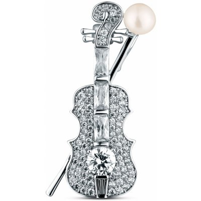 JwL Luxury Pearls Oslnivá perlová brož Housle JL0872 – Zboží Dáma