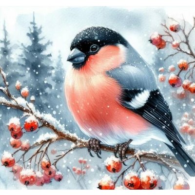 Norimpex Diamantové malování Ptáček v zimě 30 x 40 cm – Hledejceny.cz