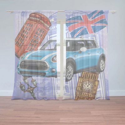 Sablio Záclony Mini sedan Londýn: 2ks 150x250cm – Hledejceny.cz