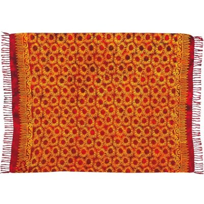šátek sarong Slunečnice červeno-žlutý