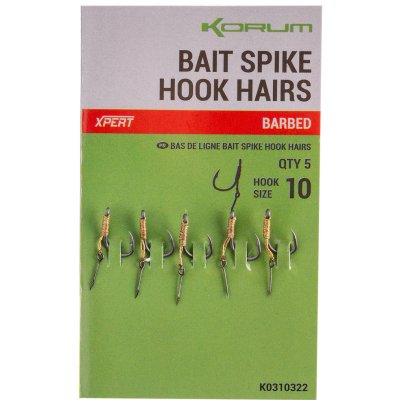 Korum Návazec Bait Spike Hook Hairs Barbed 5 ks - velikost Háčku 10 – Zboží Dáma