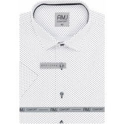 AMJ Comfort fit košile s krátkým rukávem bílá s drobným vzorem
