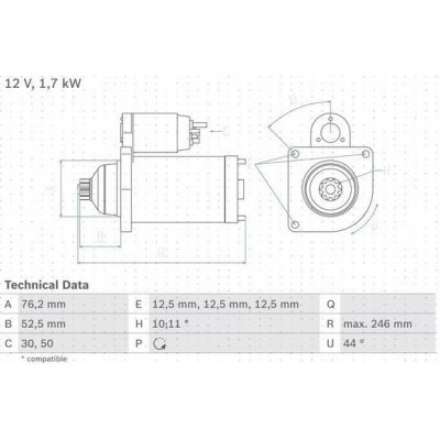 BOSCH 0 986 020 250 Startér (0986020250)