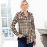 Dlouhá košile z kostkovaného flanelu zelená/růžová – Zboží Dáma