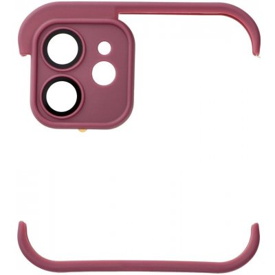Pouzdro AppleMix Bumper / mini rámeček pro Apple iPhone 12 + tvrzené sklo na čočky kamery - silikonové - vínové