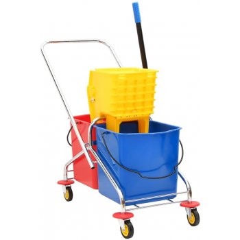 Petrashop Úklidový vozík s kbelíky a ždímačkou PP a chromovaná ocel Vícebarevný