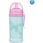 Canpol babies Láhev sportovní s nevylévací slámkou MOTÝLEK tyrkysová 350 ml – Zboží Dáma