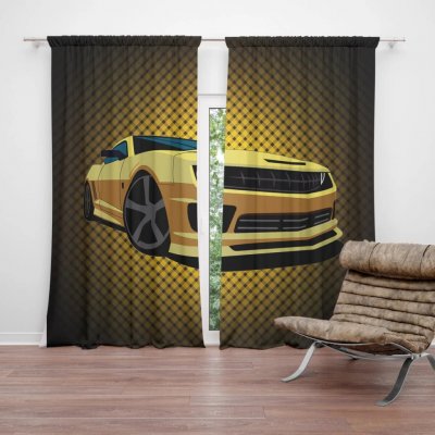 Sablio Závěs Chevrolet Camaro Žlutá mřížka: 2ks 140x250cm – Hledejceny.cz