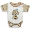 Kojenecké body BABY´S WEAR Kojenecké body krátky rukáv LION hnedo biele