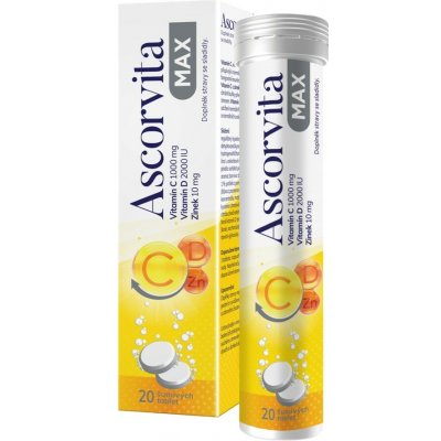 Ascorvita MAX šumivé tablety vitamín C D a zinek 20 ks – Hledejceny.cz