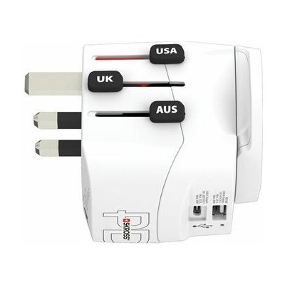 SKROSS Cestovní adaptér PRO Light USB AC30PD World, 7A max., USB A+C, PD 30W, UK+USA+Austrálie/Čína – Sleviste.cz