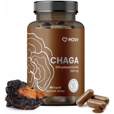 MOVit Chaga 50% polysacharidů 500 mg 90 kapslí – Hledejceny.cz