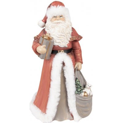 Vánoční dekorace socha Santa v červeném a s dárky - 16*16*31 cm - Clayre & Eef – Hledejceny.cz