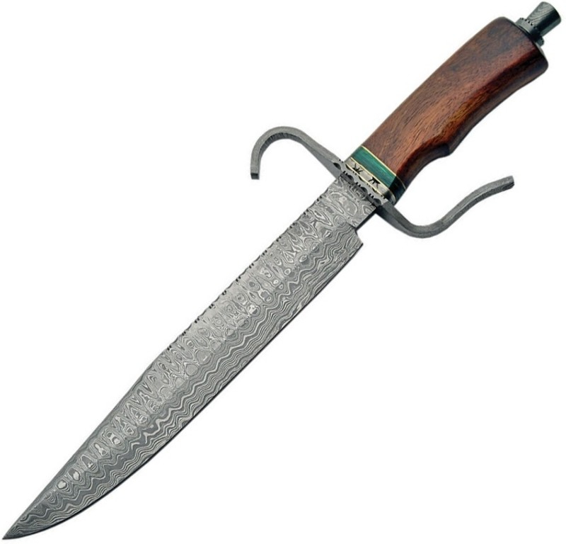 Damascus Bowie Wood Handle
