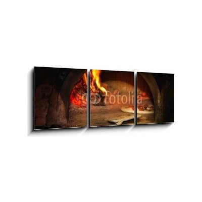 Obraz 3D třídílný - 150 x 50 cm - Pizza cotta con forno a legna Pizza cotta con prono a legna – Zbozi.Blesk.cz