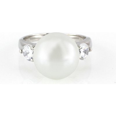 MPM Ocelový dámský prsten z chirurgické oceli s perlou 7925, stříbrný – Zboží Mobilmania