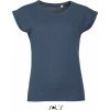 Dámská Trička Sol's Módní lehké tričko Melba s ohrnutými rukávky modrý denim