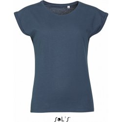 Sol's Módní lehké tričko Melba s ohrnutými rukávky modrý denim