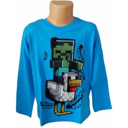 Minecraft tričko Zombie a Chicken světle modré dětské