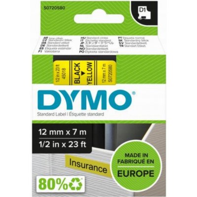Dymo 45018 černý tisk/žlutý podklad, 7m, 12mm – HobbyKompas.cz
