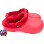 FLAMEshoes dámské zateplené clogsy B-2002 červené – Sleviste.cz