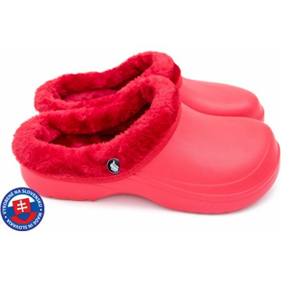 FLAMEshoes dámské zateplené clogsy B-2002 červené – Sleviste.cz