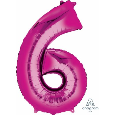 Amscan Balónek narozeninové číslo 6 růžový 86 cm – Zboží Mobilmania
