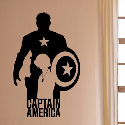 Živá Zeď Samolepka Kapitán Amerika silueta Barva: černá – Zboží Mobilmania