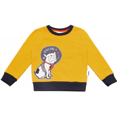 Winkiki Kids Wear Chlapecká mikina Space Pug žlutá