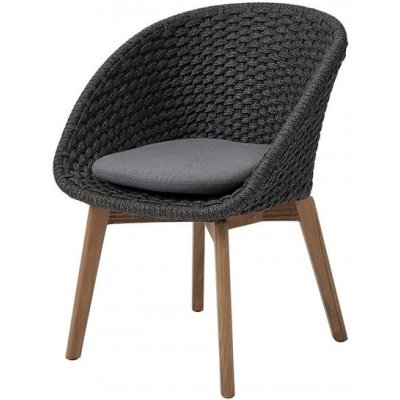 Cane-line Jídelní křeslo Peacock, 61x61x81 cm, nohy teak, rám hliník, výplet lanko Soft Rope light sand, lze koupit jen po 2 ks – Hledejceny.cz