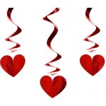 Party Deco Závěsná dekorace Červená srdíčka plné 60 cm – Sleviste.cz