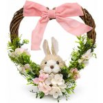 DECOLED Velikonoční věnec ve tvaru srdce, prům. 28x8x28 cm, proutí, květy a zajíc – Sleviste.cz