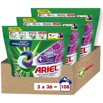 Ariel + Touch of Lenor Amethyst kapsle 3x 36 PD – Zbozi.Blesk.cz