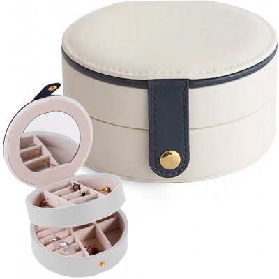 Verk 01787 designová šperkovnice se zrcátkem kulatá bílá – Zboží Mobilmania