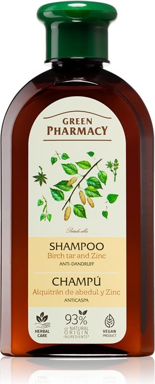 Green Pharmacy Hair Care Birch Tar & Zinc šampon proti lupům 0% Parabens Artificial Colouring SLS SLES 350 ml