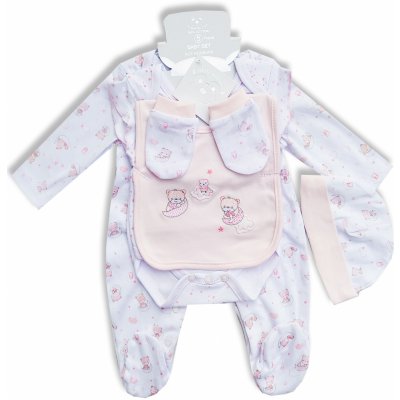 Bebe bonito souprava pro miminka porodnice 5 dílná růžová medvídci – Zboží Dáma