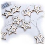 Solight LED vánoční řetěz hvězdy 10x LED dřevo 1,5m 2x AA – Hledejceny.cz