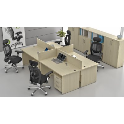 NABYTEK-DESIGNOVY.CZ - ZE 4.6 12 Sestava kancelářského nábytku Komfort 4.6 javor – Zboží Dáma