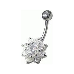 Šperky4U stříbrný piercing do pupíku kytička BP01257-C