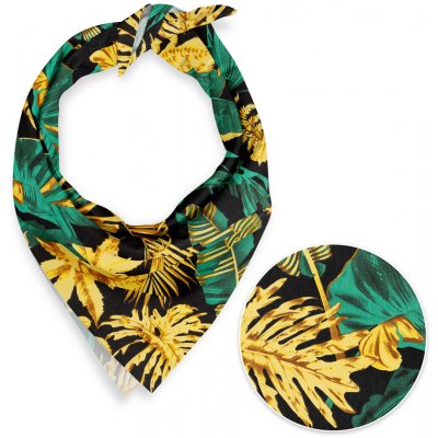 Biante bavlněný šátek Sandra SA-603 zeleno-zlaté tropické listy na černém – Hledejceny.cz