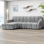 GA.I.CO bielastický potah na sedací soupravu s otomanem vlevo Oceano Nový šedo-modrý 170 - 300 cm – Zboží Dáma