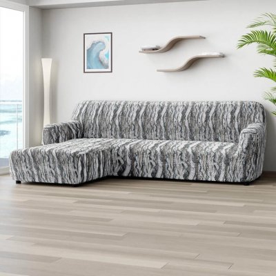 GA.I.CO bielastický potah na sedací soupravu s otomanem vlevo Oceano Nový šedo-modrý 170 - 300 cm – Zboží Dáma