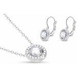 Biju set z chirurgické oceli kroužek osázený čirým zirkonem řetízek visací náušnice 295 – Zboží Dáma